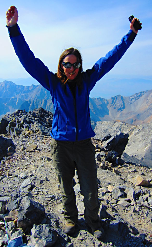 Dorothy Kucar on the summit of Borah Peak