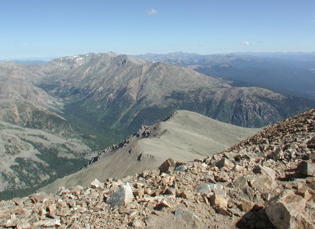 Looking down on Mount Massive from its big Brother