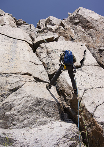Rappelling Down the Upper Stretches of Granite Peak
