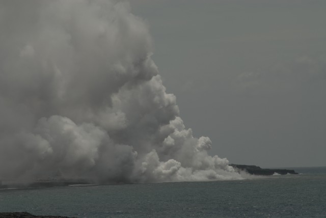 Clouds of Steam as Lava Reaches the Pacific