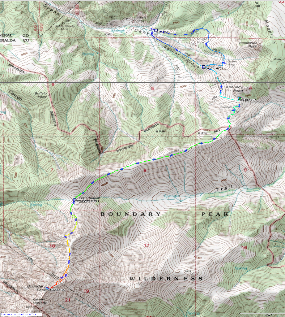 Route for Boundary Peak