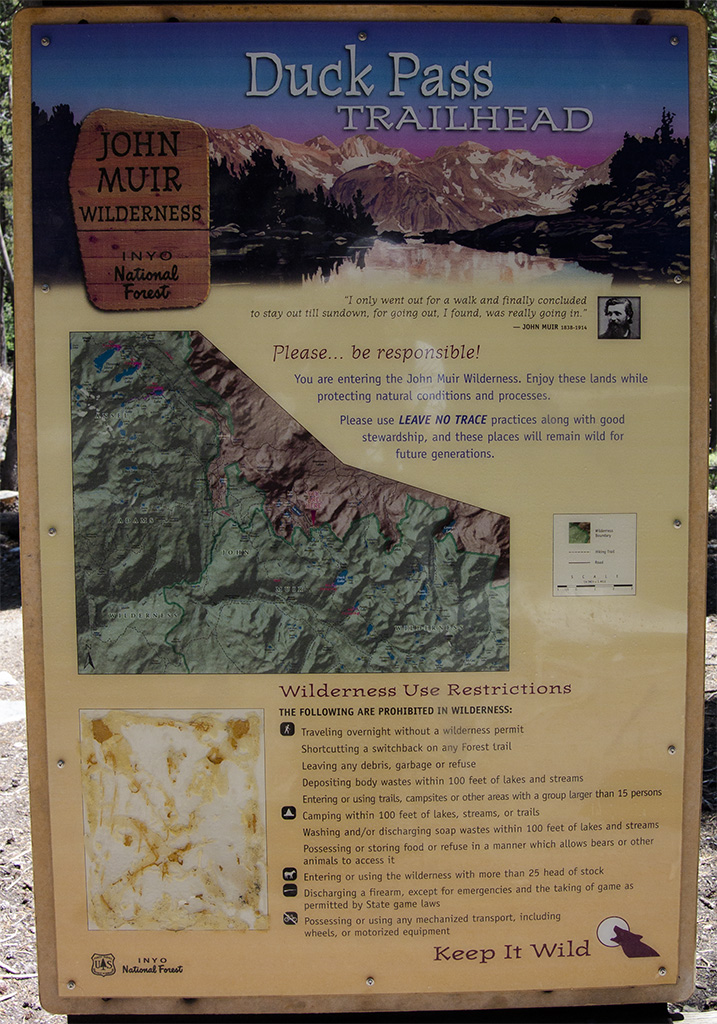 Sign at the Duck Pass Trailhead