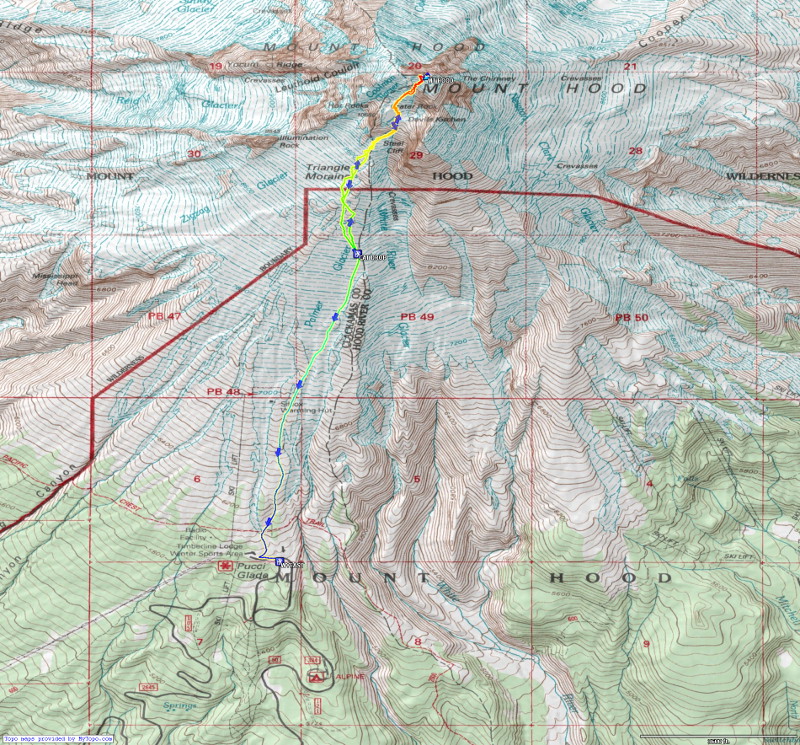 GPS Track of Mt. Hood Climb