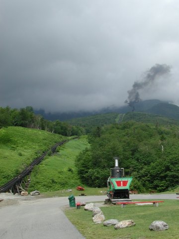 Looking up Mount Washington from the Cog Railway Station