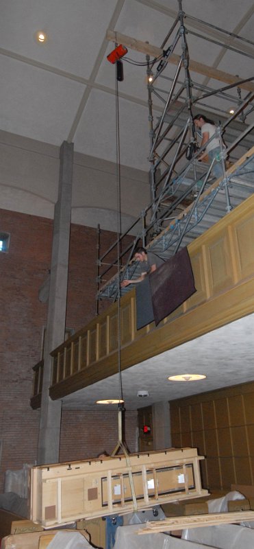 DSC_4662.JPG - One of the main antiphonal wind chests being hoisted up to the balcony.