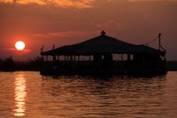 DSC 4015  Sunset and Floating Restaurant, Chobe River