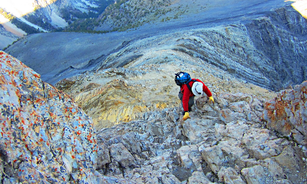 Steep climbing up to the top of Chicken-Out Ridge