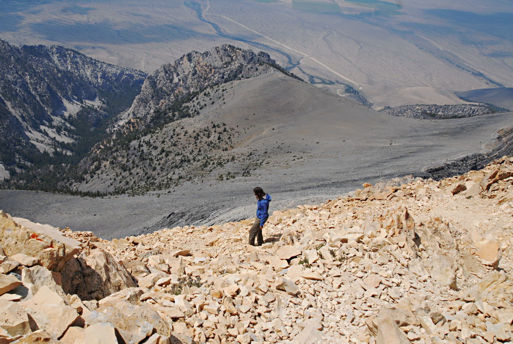 Dorothy exiting Chicken-Out Ridge on Descent