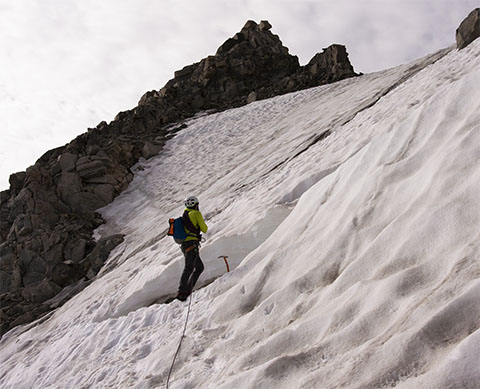 Scouting the Bergschrund.