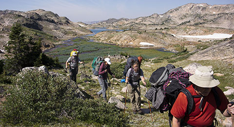 On the trail to our high camp.