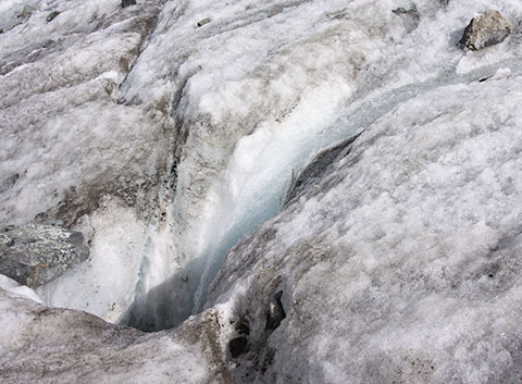 Rivulet flowing into Crevasse.