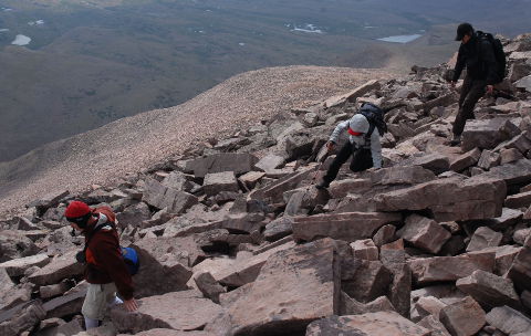Climbing back down Kings Peak