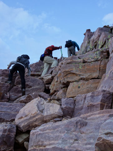 Scrambling up the Ridge South of Gunsight Pass