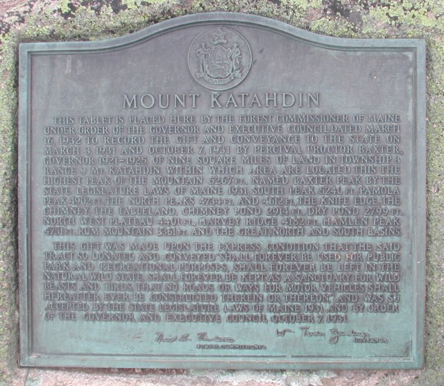 Mount Katahdin Summit Plaque