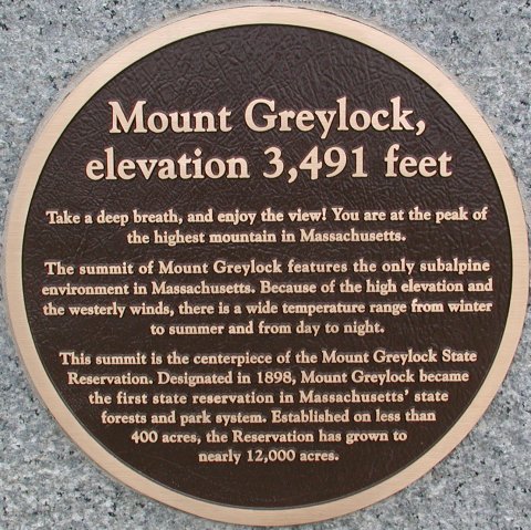 Mount Greylock Summit Plaque