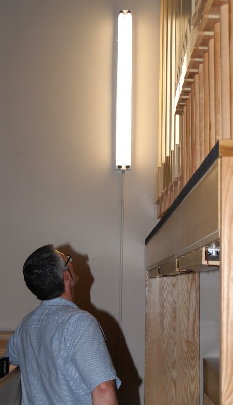 DSC_5230.JPG - Bill inspects progress and admires the woodwork.