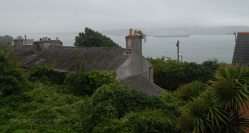 DSC_3642.JPG - Looking over the Buildings to Saga Sapphire Masked in the Fog, Milford Haven, Wales