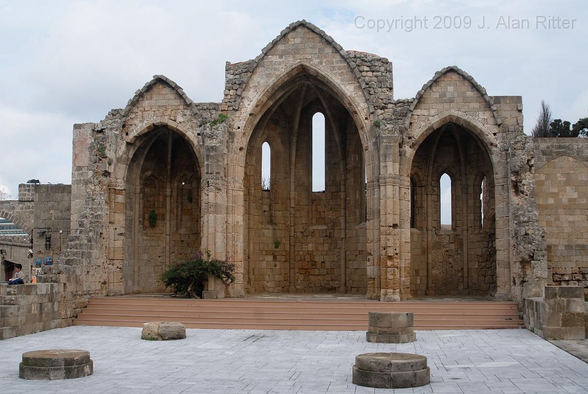 DSC_4279.JPG - This church in Rhodes was damaged by an errant British bomb intended for Axis (Italian) ships in the harbor during WWII.
