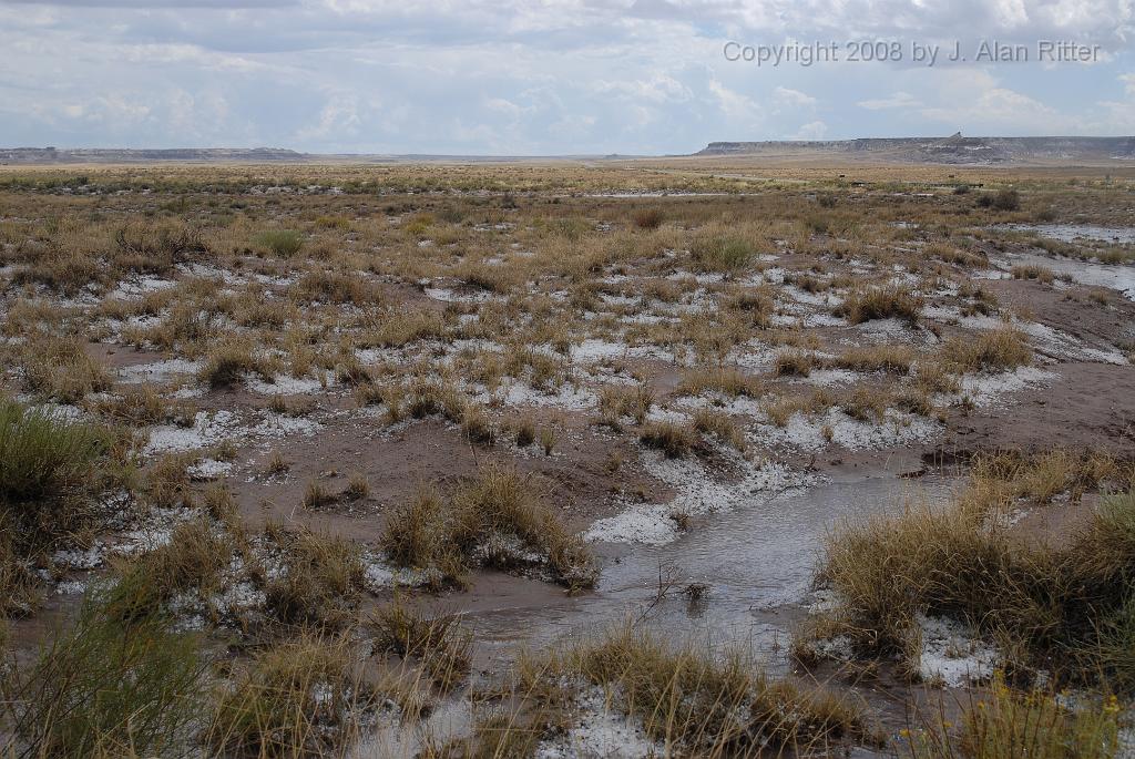 Slide_007.jpg - Hail accumulated and remained on the ground in sheltered pockets for quite a while.