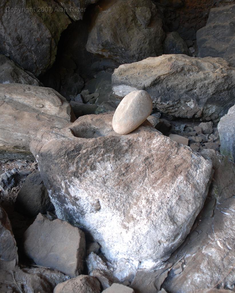 Slide_041.jpg - Mortar and Pestle.  The Indentation in the Rock was used to Grind Pigments for the Rock Paintings
